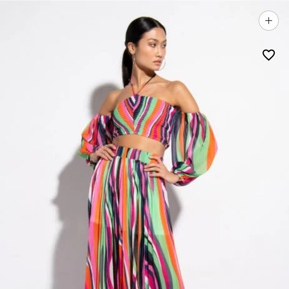 Akira Two Piece Set With Full Maxi Skirt & Matching Smocked Halter Blouse XL& 1X - Picture 3 of 13